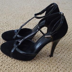 Black Suede & Patton Leather Pumps